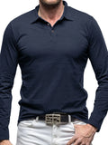 Men's Collared Neck Long Sleeve Polo - Men's Polo shirt by Trendsi | Available at Handbags Specialist Headquarter