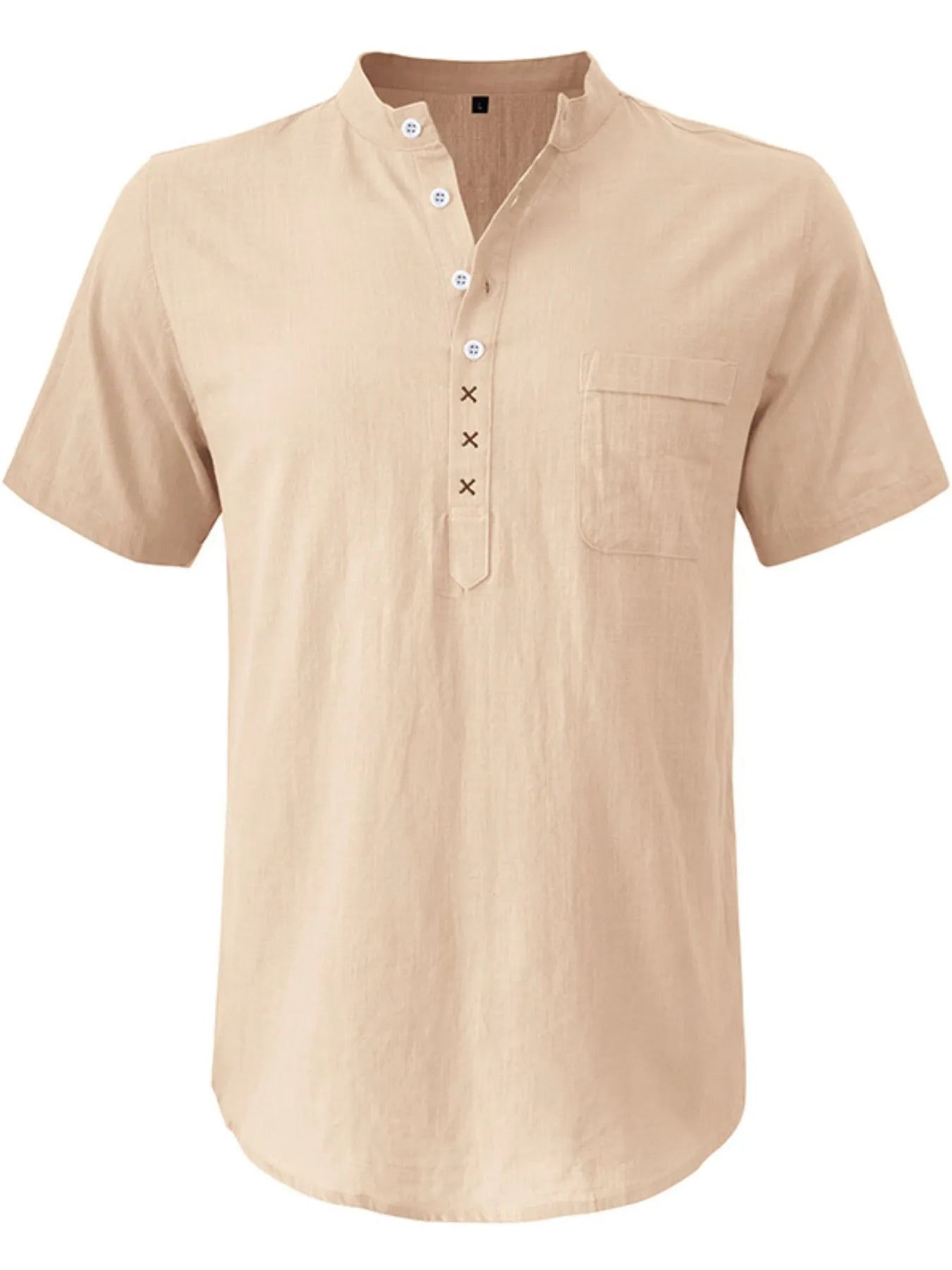 Men's Casual Collar Short Sleeve Linen Polo Shirt - Men's Polo shirt by Trendsi | Available at Handbags Specialist Headquarter