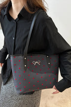 Bow Trim Polyester Tote Bag - Tote Bag by Trendsi | Available at Handbags Specialist Headquarter