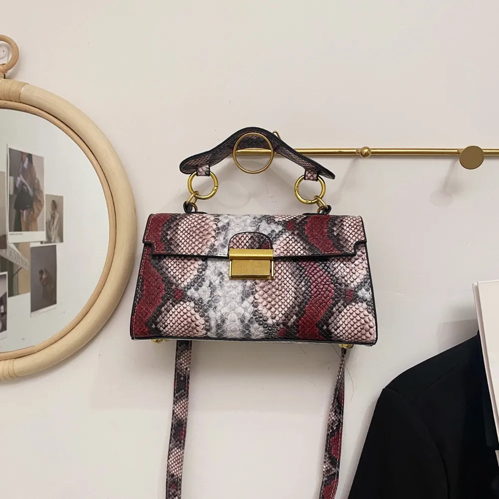 PU Leather Snakeskin Print Crossbody Bag - Crossbody Bag by Trendsi | Available at Handbags Specialist Headquarter