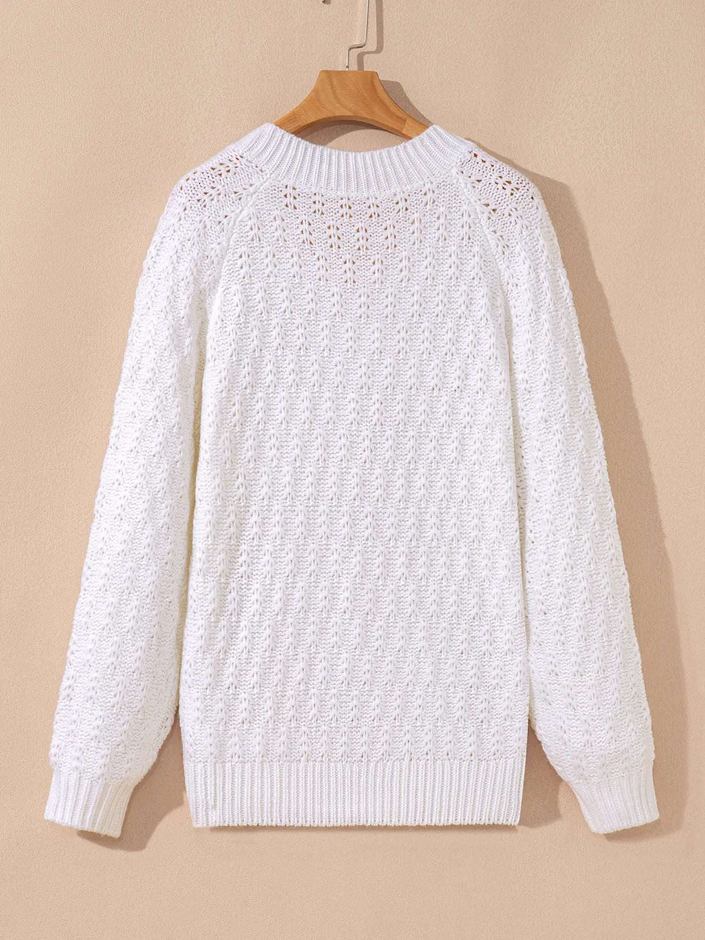 Textured Knit Ribbed Edge V Neck Loose Sweater - Tops by Trendsi | Available at Handbags Specialist Headquarter