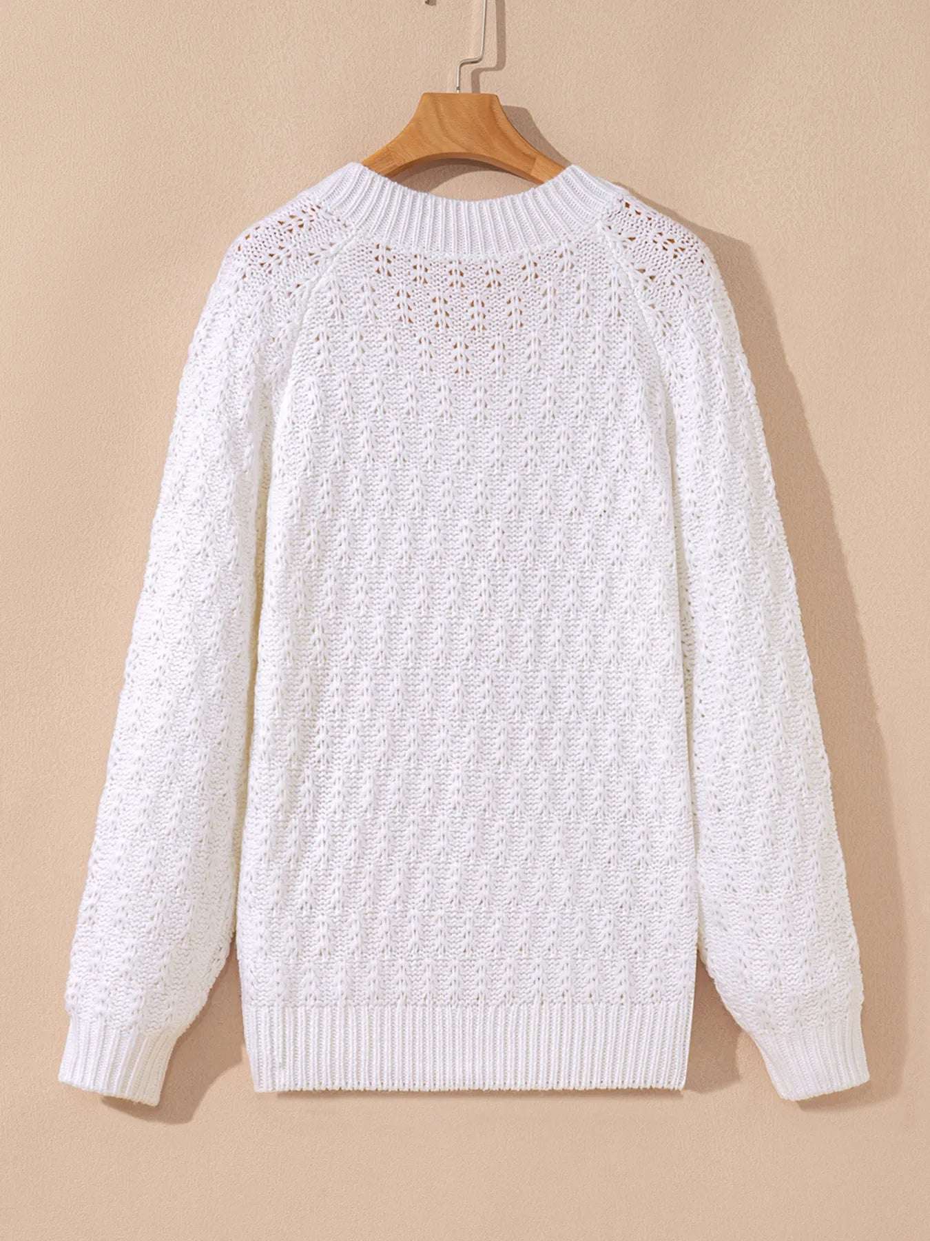 Textured Knit Ribbed Edge V Neck Loose Sweater - Tops by Trendsi | Available at Handbags Specialist Headquarter