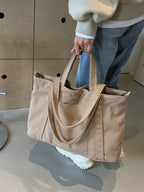 Corduroy Solid Large Tote Bag - Tote Bag by Trendsi | Available at Handbags Specialist Headquarter