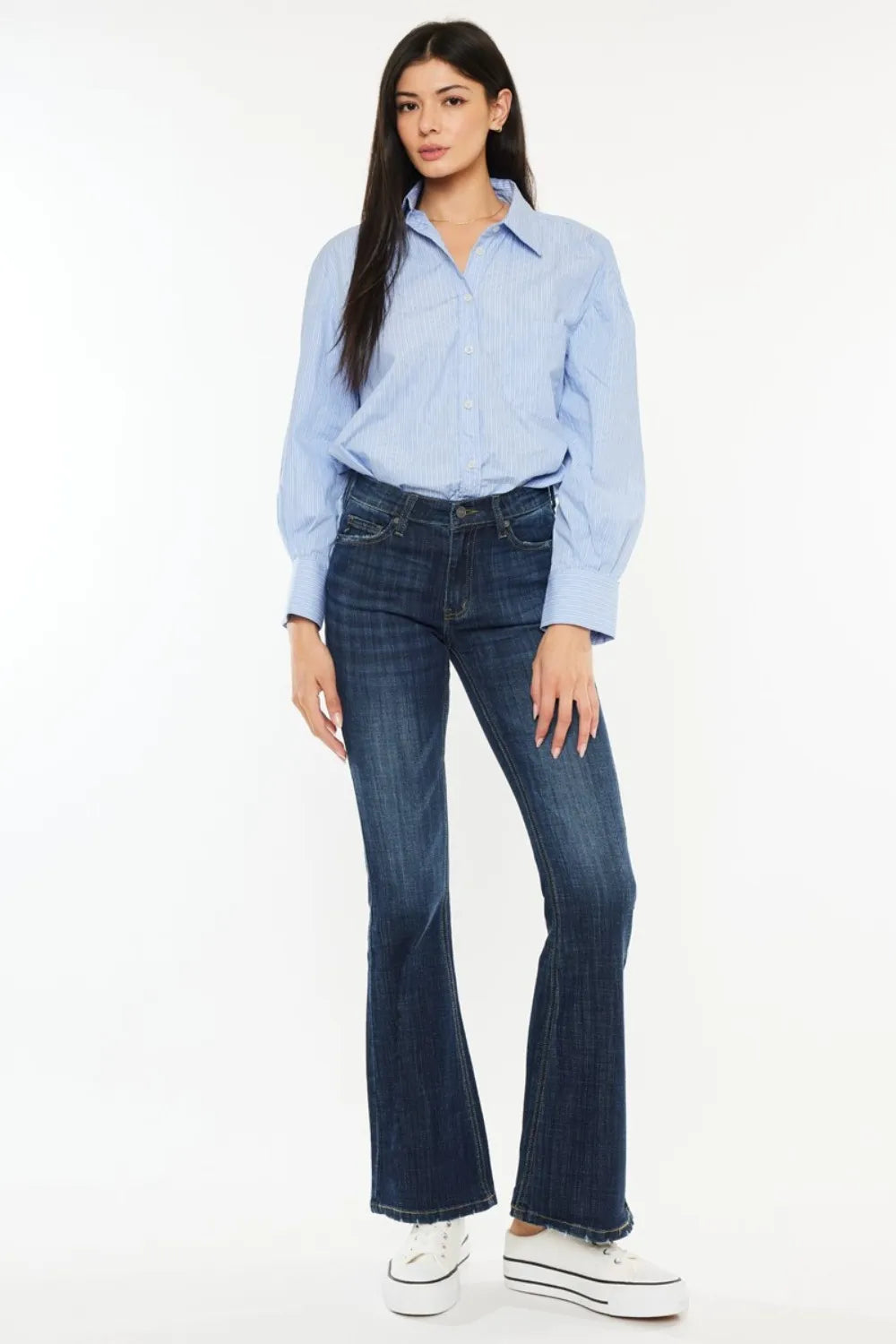 Kancan Full Size Mid Rise Flare Jeans - Sleepwear by Trendsi | Available at Handbags Specialist Headquarter