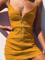 Full Size Zip-Front Bodycon Mini Dress Plus Size - Maxi Dress by Trendsi | Available at Handbags Specialist Headquarter