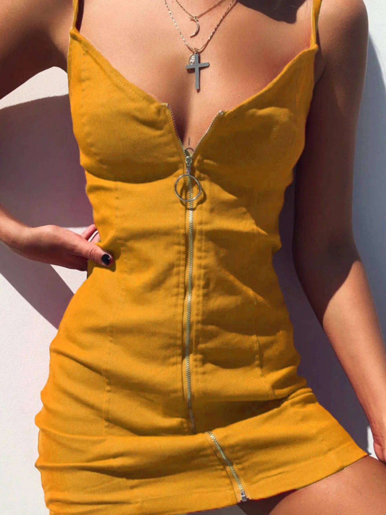 Full Size Zip-Front Bodycon Mini Dress Plus Size - Maxi Dress by Trendsi | Available at Handbags Specialist Headquarter