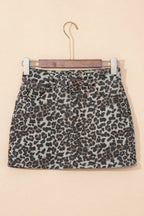 Leopard Denim Mini Skirt - Skirts by Trendsi | Available at Handbags Specialist Headquarter