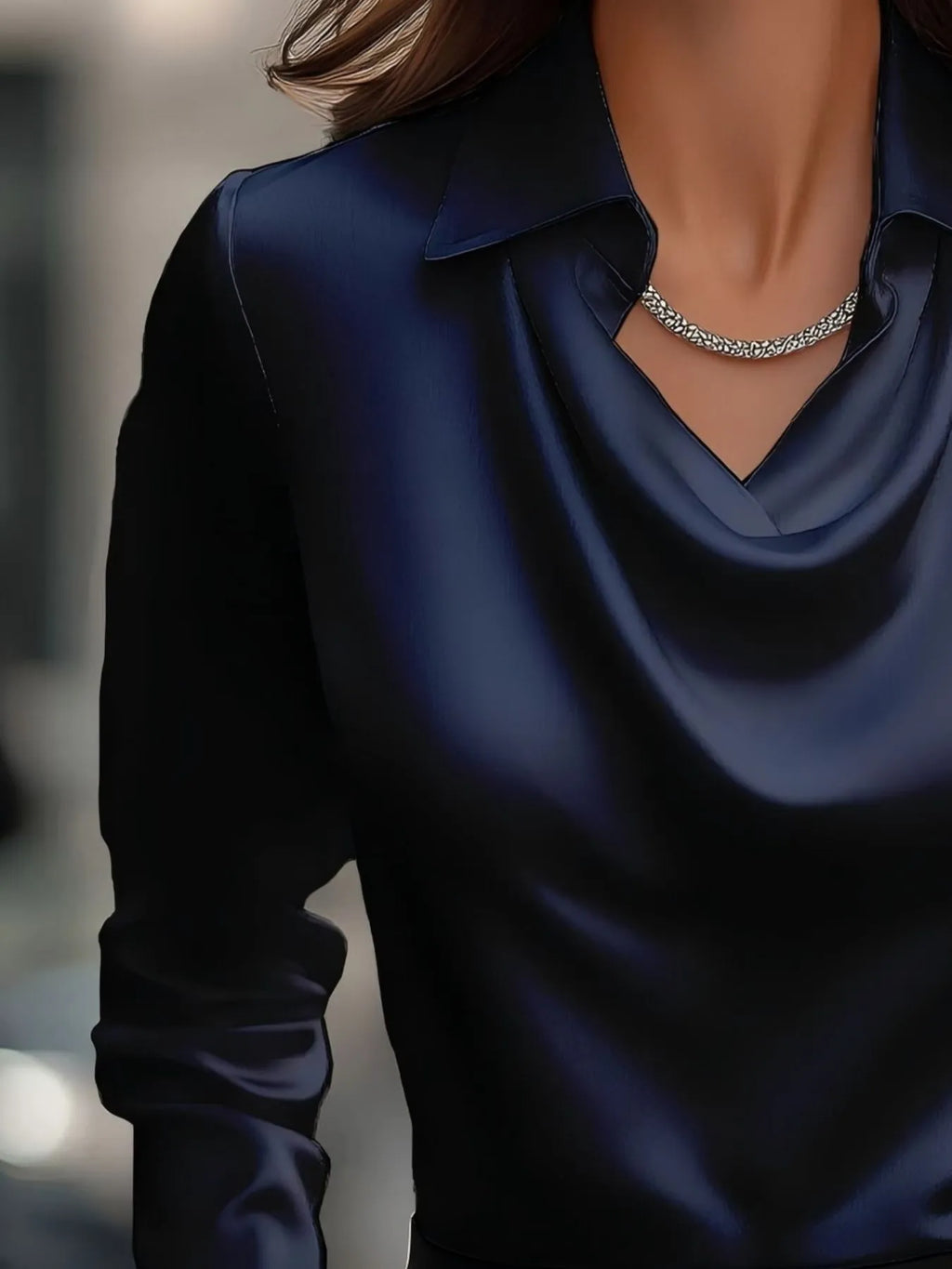 Full Size Long Sleeve Blouse with Collar Plus Size - Tops by Trendsi | Available at Handbags Specialist Headquarter