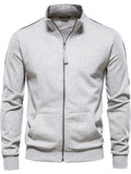Men's Zip Up Long Sleeve Sweatshirt - Men's Sweatshirts by Trendsi | Available at Handbags Specialist Headquarter