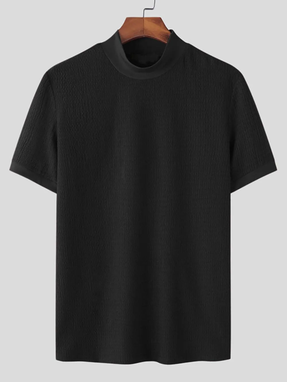 Men's Full Size Mock Neck Short Sleeve T-Shirt Plus Size - Men's Shirts by Trendsi | Available at Handbags Specialist Headquarter