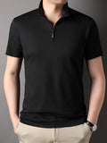 Men's Plus Size Zip Collar Short Sleeve Polo Shirt - Men's Polo shirt by Trendsi | Available at Handbags Specialist Headquarter