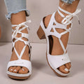 Lace-Up Block Heel Sandals - Women Sandals by Trendsi | Available at Handbags Specialist Headquarter