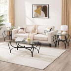 TriGlass Chic: Sleek 3-Piece Coffee Table Set - decor by Trendsi | Available at Handbags Specialist Headquarter