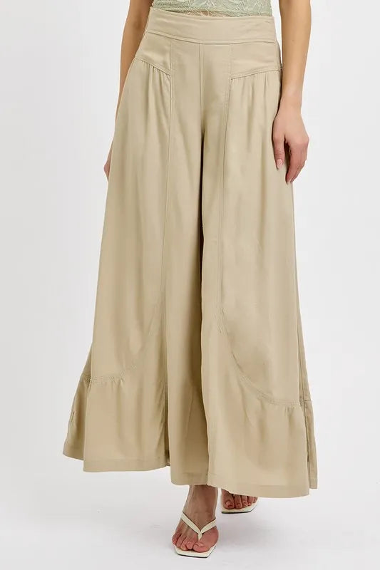 RISEN Shirring Detail Wide Leg Pants -  by Trendsi | Available at Handbags Specialist Headquarter