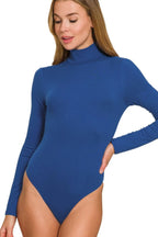 Zenana Mock Neck Long Sleeve Bodysuit - Tops by Trendsi | Available at Handbags Specialist Headquarter