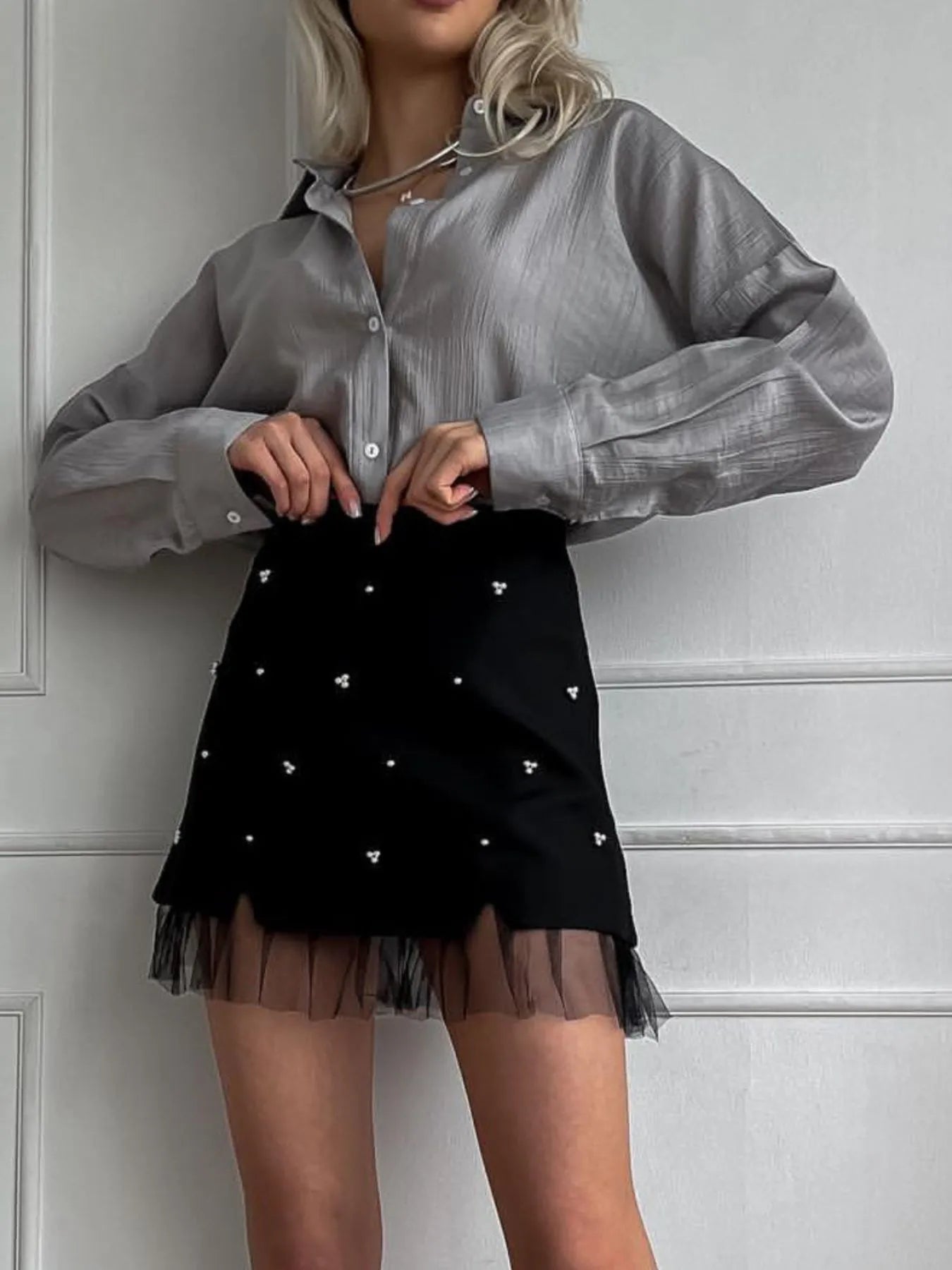 Tulle Hem Mini Skirt - Skirts by Trendsi | Available at Handbags Specialist Headquarter