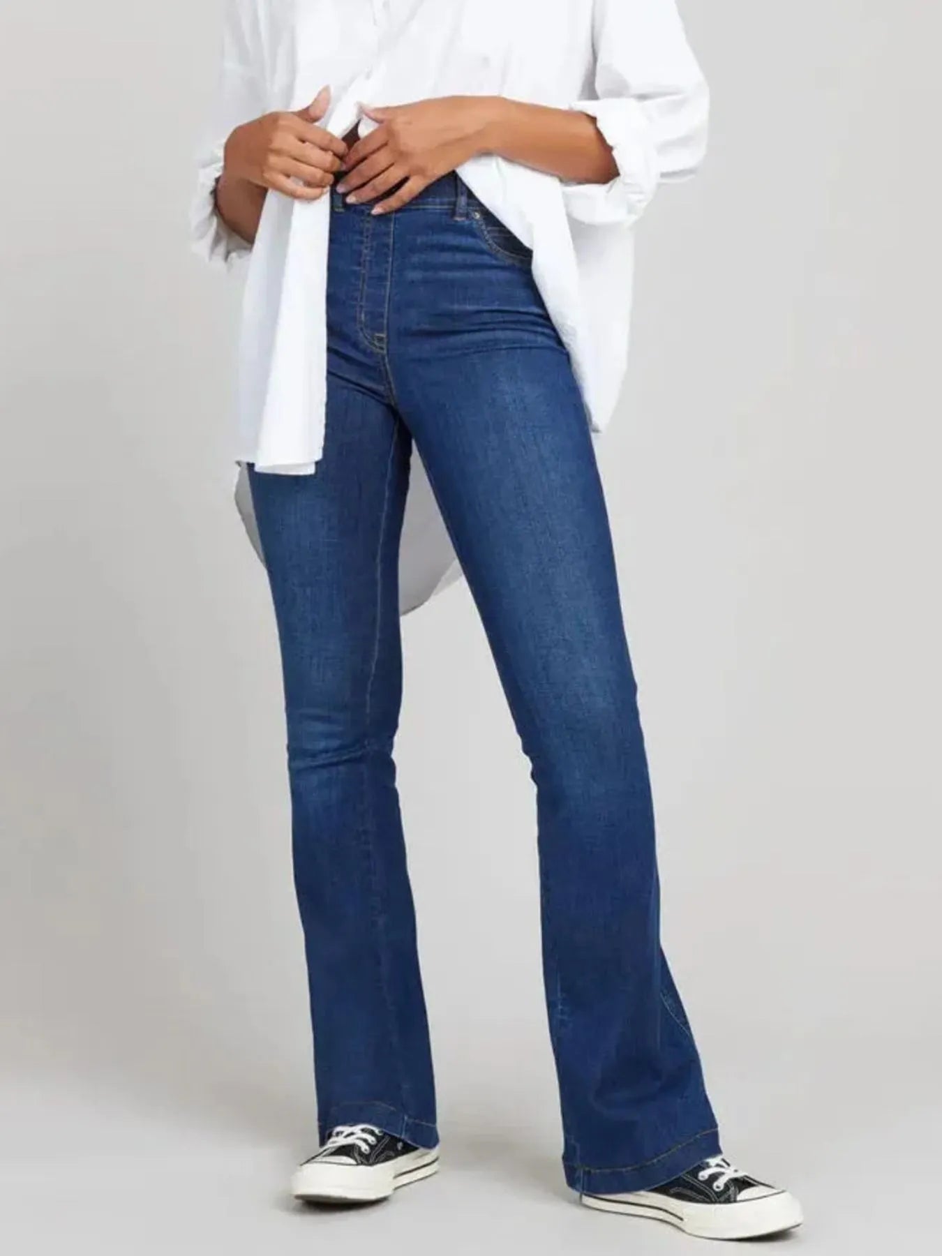 Full Size High-Waisted Flare Jeans Plus Size - Women / Jeans & Denim by Trendsi | Available at Handbags Specialist Headquarter