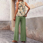 Breezy Chic: Halter Crop & Wide Leg Pants Set