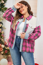 Plus Size Plaid Collared Neck Long Sleeve Shirt - Plus Size Shirts by Trendsi | Available at Handbags Specialist Headquarter
