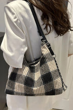 Plaid Adjustable Strap Handbag - Tote Bag by Trendsi | Available at Handbags Specialist Headquarter