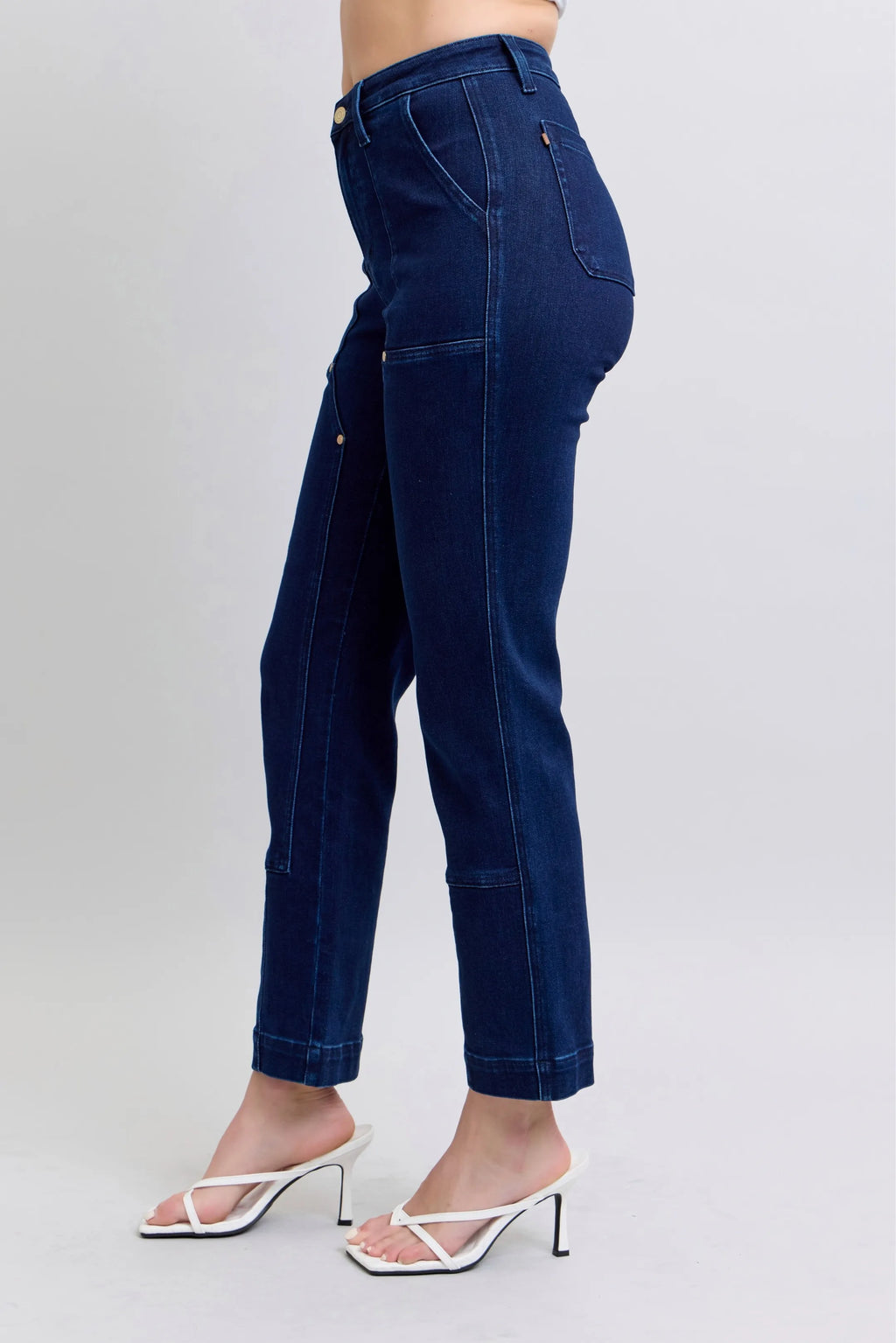 Judy Blue Full Size Hw Work Wear Knee Patch Straight Jeans Plus Size - Women / Jeans & Denim by Trendsi | Available at Handbags Specialist Headquarter