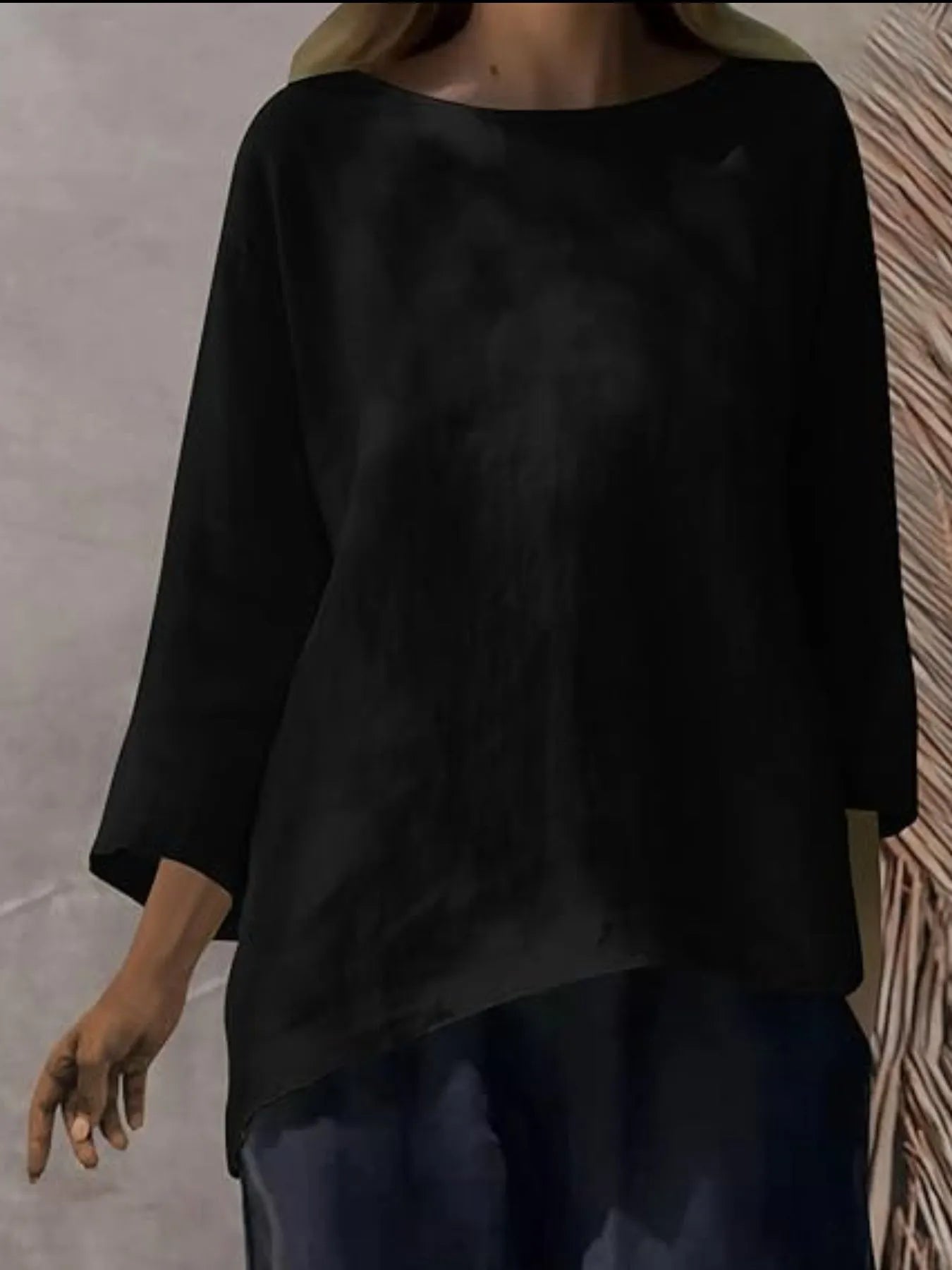 Full Size Round Neck Relaxed Fit Blouse Plus Size - Tops by Trendsi | Available at Handbags Specialist Headquarter