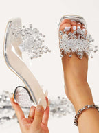 Bead Embellished Clear Strap Sandals - Women Sandals by Trendsi | Available at Handbags Specialist Headquarter