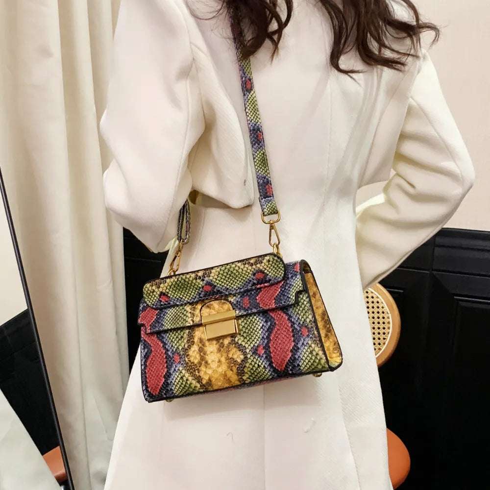 PU Leather Snakeskin Print Crossbody Bag - Crossbody Bag by Trendsi | Available at Handbags Specialist Headquarter