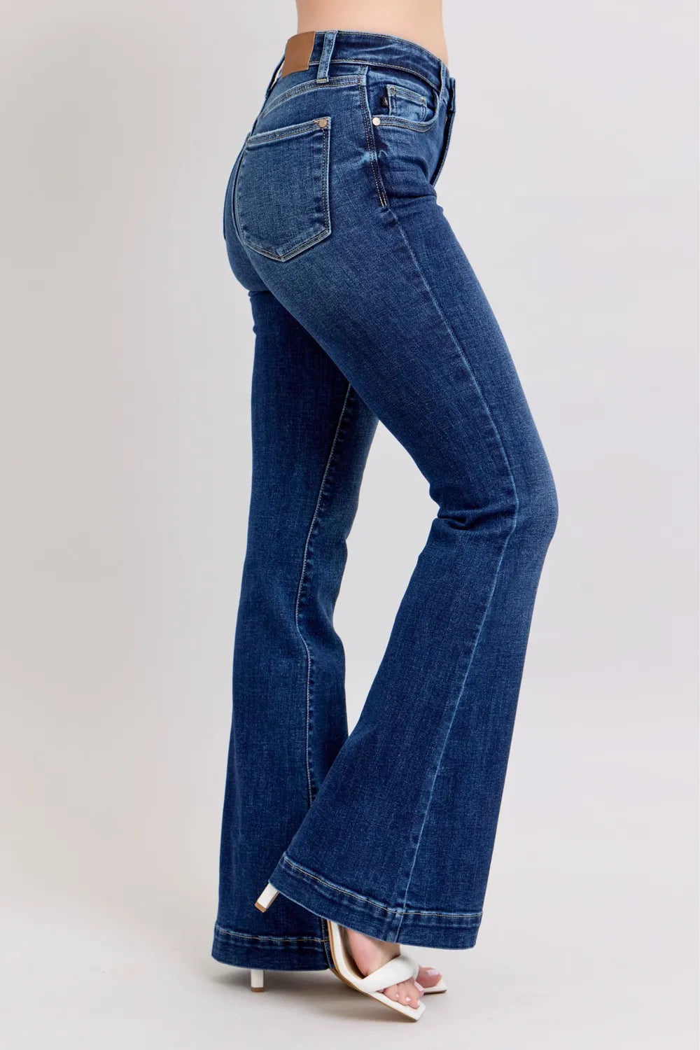Judy Blue Full Size High Rise Flare Jeans with Pockets Plus Size - Women / Jeans & Denim by Trendsi | Available at Handbags Specialist Headquarter
