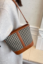 Houndstooth PU Leather Shoulder Bag - Tote Bag by Trendsi | Available at Handbags Specialist Headquarter