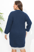 Plus Size Long Sleeve Sweater Dress - Dresses by Trendsi | Available at Handbags Specialist Headquarter