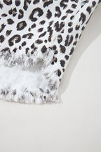 Leopard Frayed Hem Denim Shorts - Women / Jeans & Denim by Trendsi | Available at Handbags Specialist Headquarter