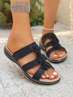Flower Multi-Strap Flat Sandals - Women Sandals by Trendsi | Available at Handbags Specialist Headquarter