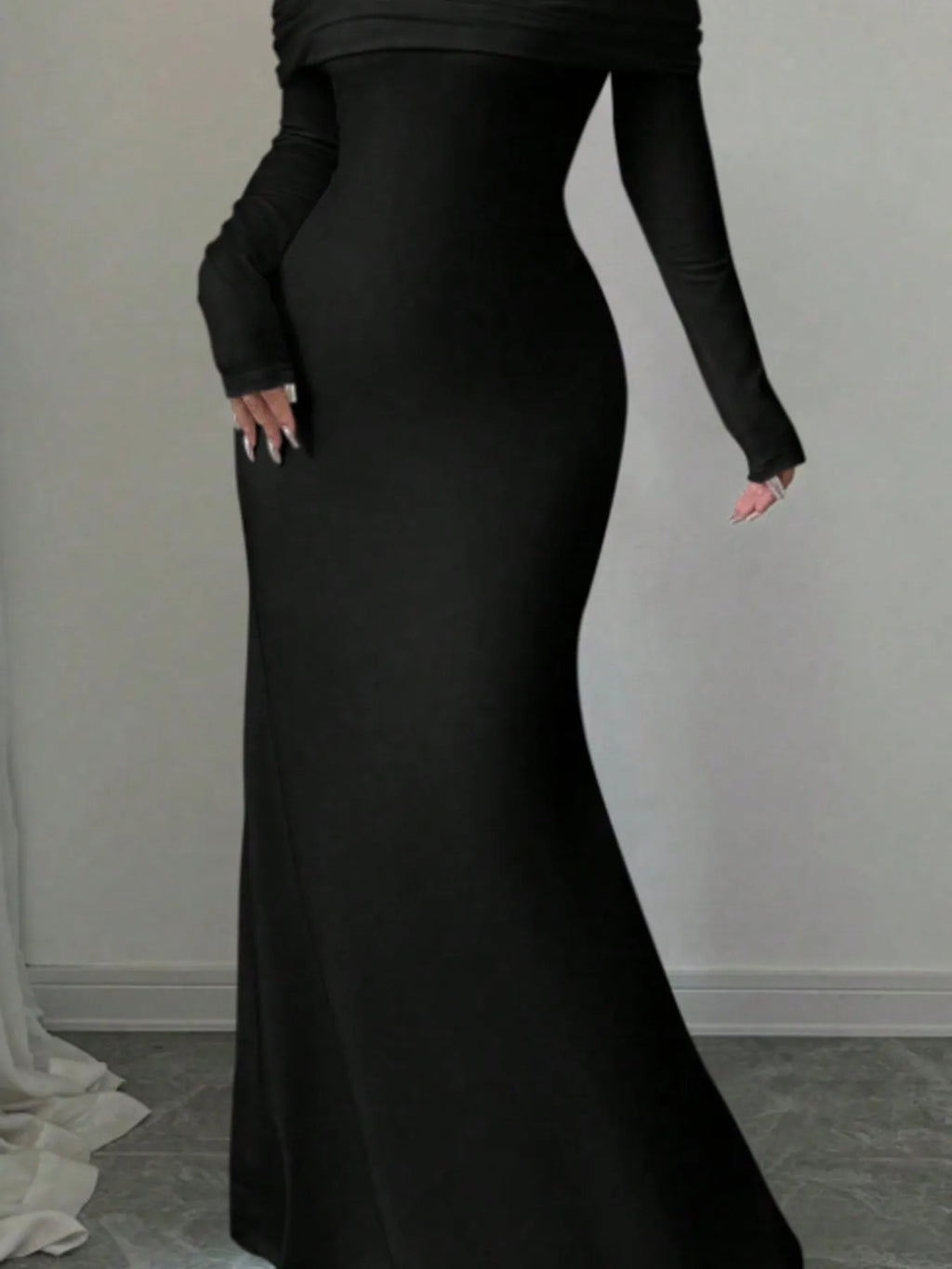 Off-Shoulder Long Sleeve Bodycon Maxi Dress - Maxi Dress by Trendsi | Available at Handbags Specialist Headquarter