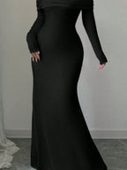 Off-Shoulder Long Sleeve Bodycon Maxi Dress - Maxi Dress by Trendsi | Available at Handbags Specialist Headquarter