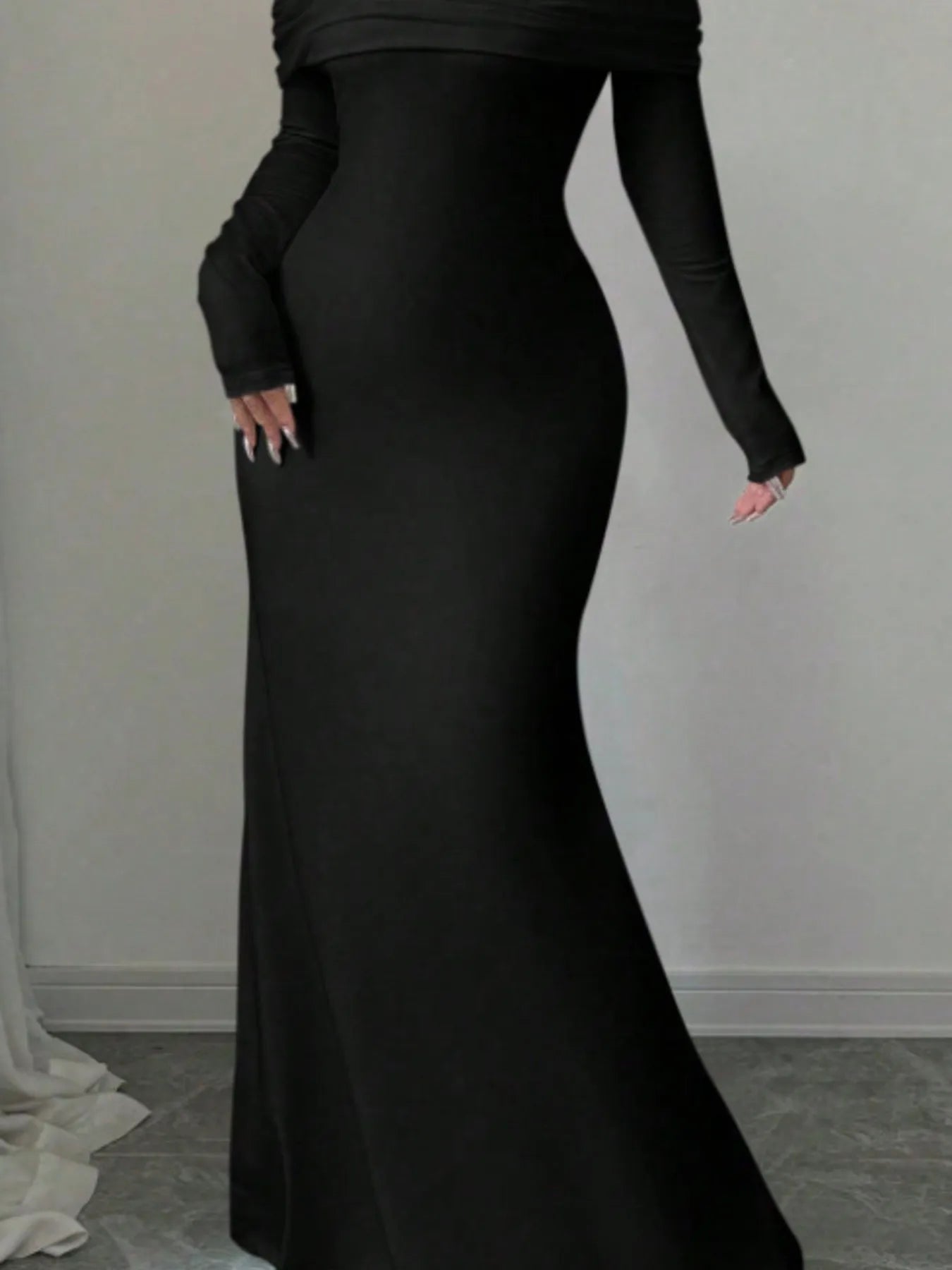 Off-Shoulder Long Sleeve Bodycon Maxi Dress - Maxi Dress by Trendsi | Available at Handbags Specialist Headquarter