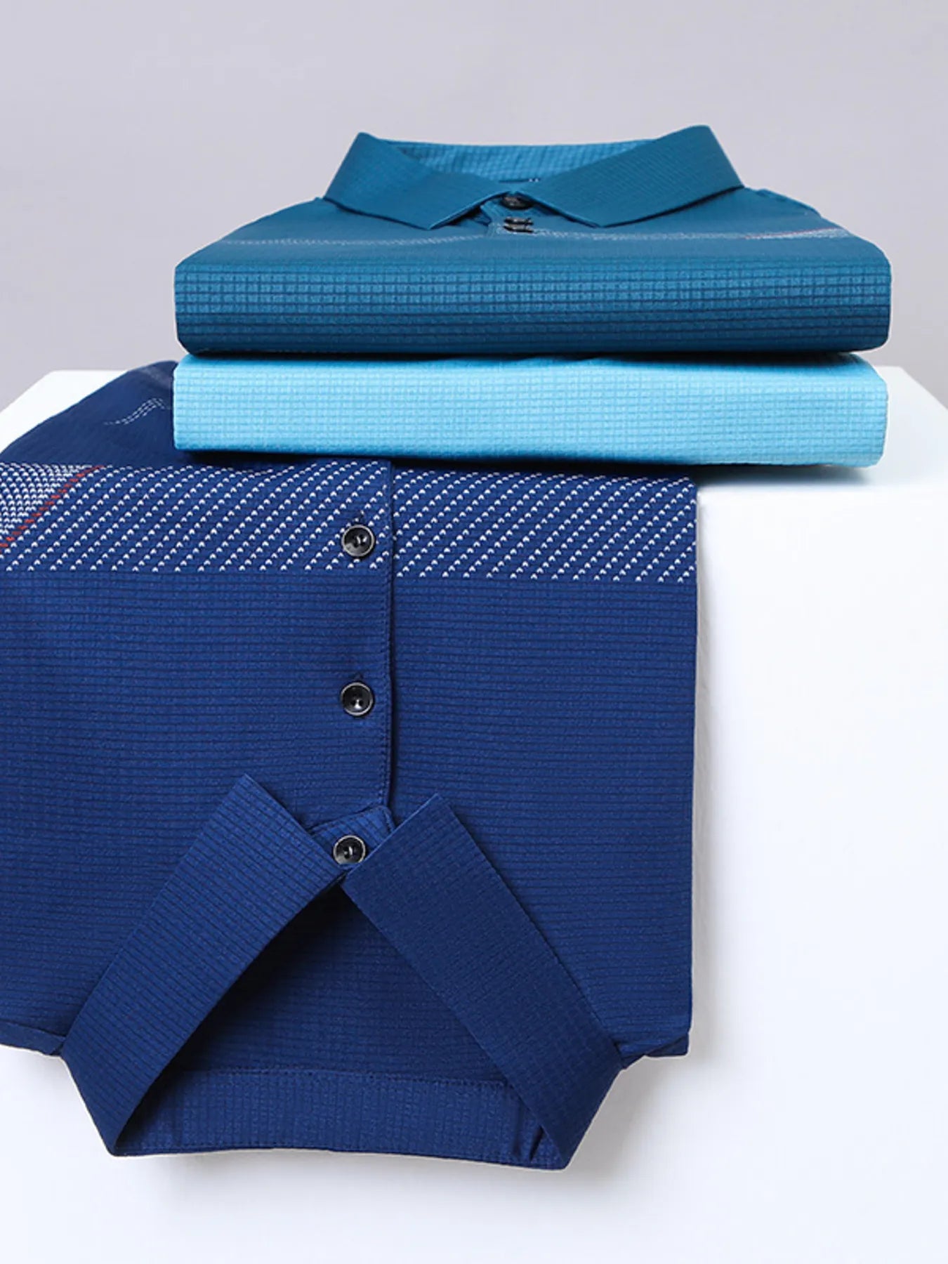 Men's Plus Size Striped Short Sleeve Casual Polo Shirt - Men's Polo shirt by Trendsi | Available at Handbags Specialist Headquarter