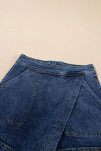 Asymmetrical Denim Skort with Pockets - Women / Jeans & Denim by Trendsi | Available at Handbags Specialist Headquarter