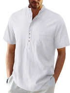 Men's Casual Collar Short Sleeve Linen Polo Shirt - Men's Polo shirt by Trendsi | Available at Handbags Specialist Headquarter
