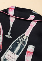 Champagne Print Short Sleeve Top and Shorts Set - Sleepwear by Trendsi | Available at Handbags Specialist Headquarter