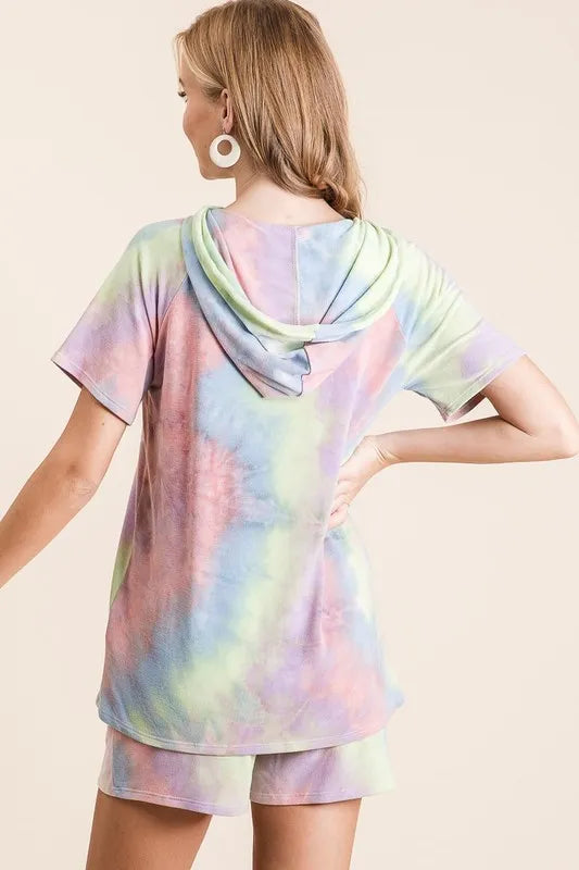 BiBi Tie Dye French Terry Hoodie Top and Bottom Set -  by Trendsi | Available at Handbags Specialist Headquarter