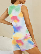 Printed Round Neck Top and Shorts Lounge Set - sleepwear by Trendsi | Available at Handbags Specialist Headquarter