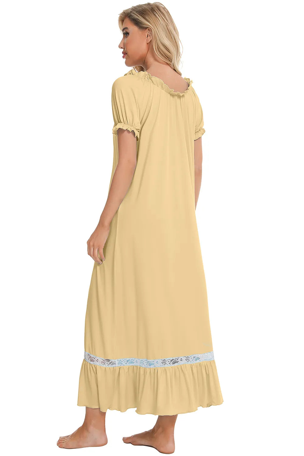 Lace Detail Short Sleeve Lounge Dress - Sleepwear by Trendsi | Available at Handbags Specialist Headquarter