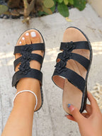 Flower Multi-Strap Flat Sandals - Women Sandals by Trendsi | Available at Handbags Specialist Headquarter