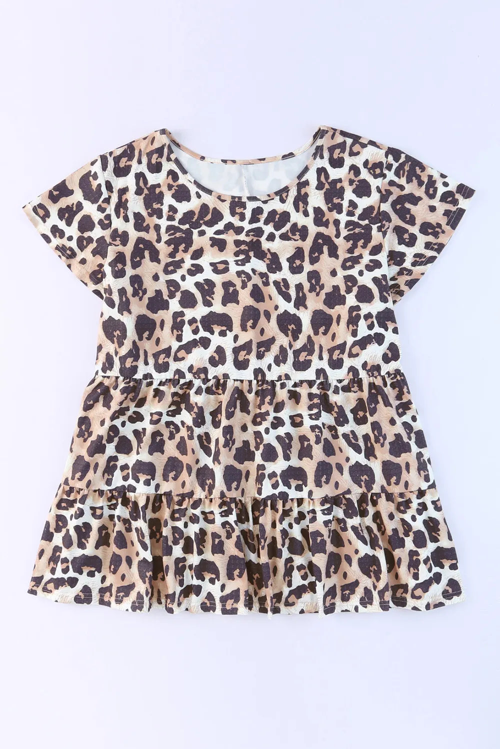 Plus Size Leopard Round Neck Blouse - Plus Size Shirts by Trendsi | Available at Handbags Specialist Headquarter