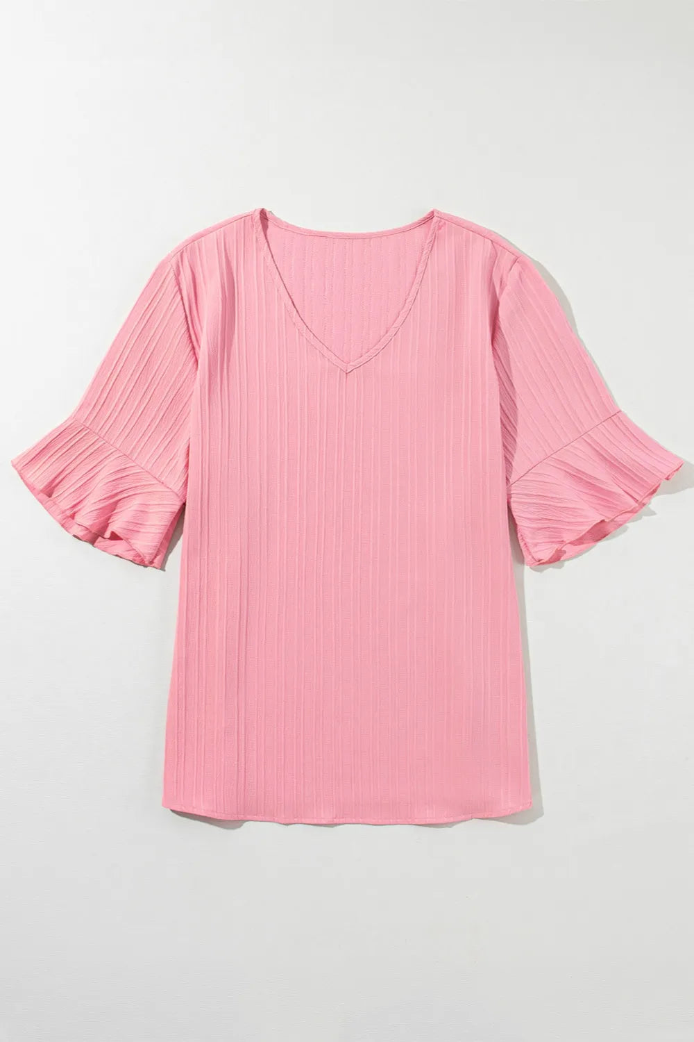 Plus Size V-Neck Half Sleeve Blouse - Plus Size Shirts by Trendsi | Available at Handbags Specialist Headquarter