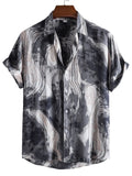 Men's Plus Size Abstract Marble Print Short Sleeve Button-Up Shirt - mens-shirts by Trendsi | Available at Handbags Specialist Headquarter