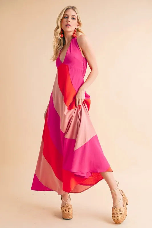 Aemi+Co Color Block Sleeveless Maxi Dress - Maxi Dress by Trendsi | Available at Handbags Specialist Headquarter