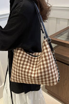 Plaid Adjustable Strap Handbag - Tote Bag by Trendsi | Available at Handbags Specialist Headquarter