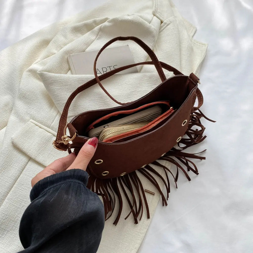 Fringe Detail Crossbody Bag - Handbags by Trendsi | Available at Handbags Specialist Headquarter